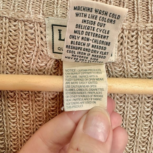 LL.. Bean Men's Cotton Zip Sweater Cardigan Khaki Large - Picture 11 of 11